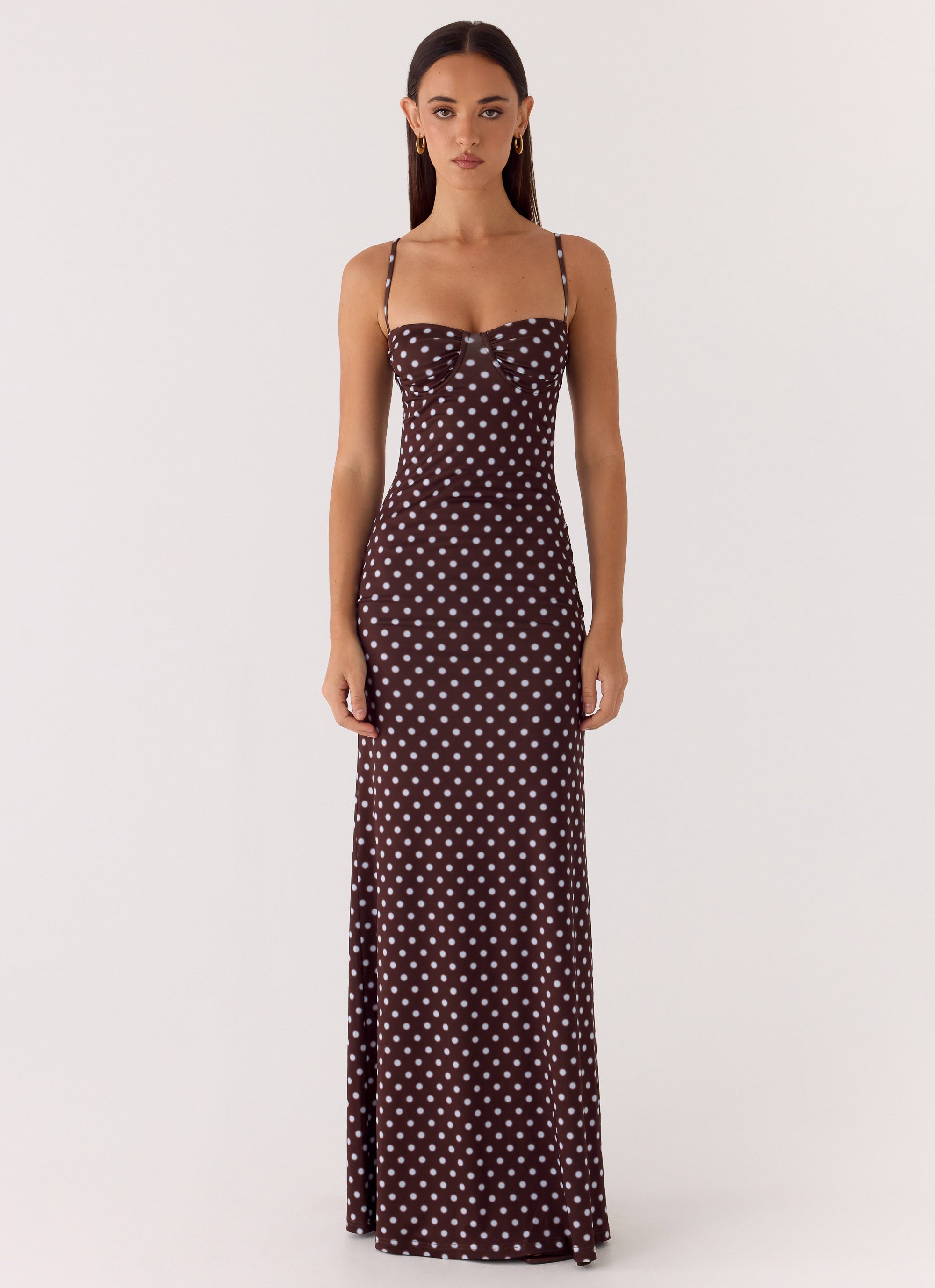 Vamonos Maxi Dress - Chocolate Blue Dot