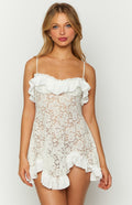 Elegeleges White Lace Mini Dress