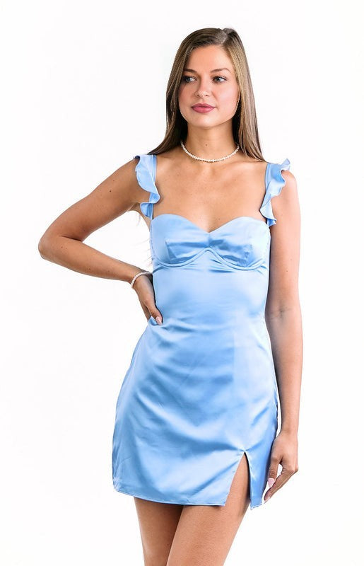 Elegeleges Light Blue Party Mini Dress