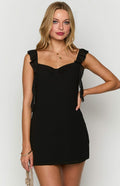 Elegeleges Black Chiffon Mini Dress