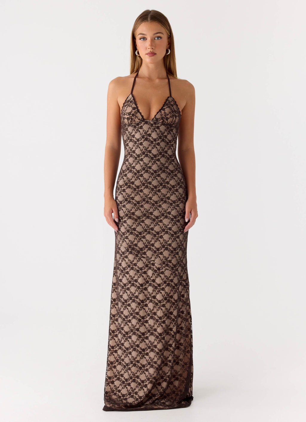 Zecca Lace Maxi Dress - Chocolate