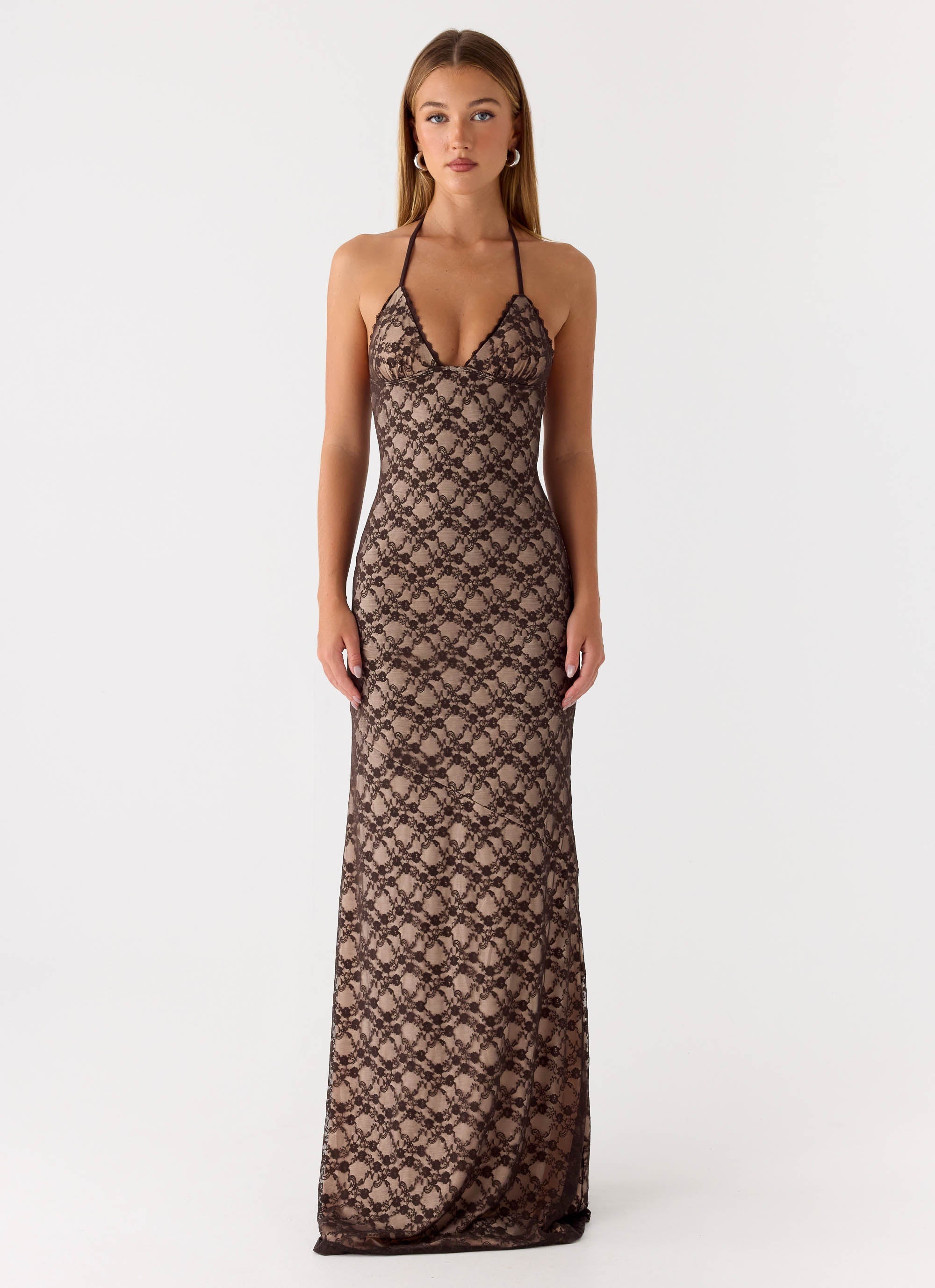 Zecca Lace Maxi Dress - Chocolate