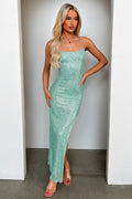 Alina Sequin Maxi Dress - Sage
