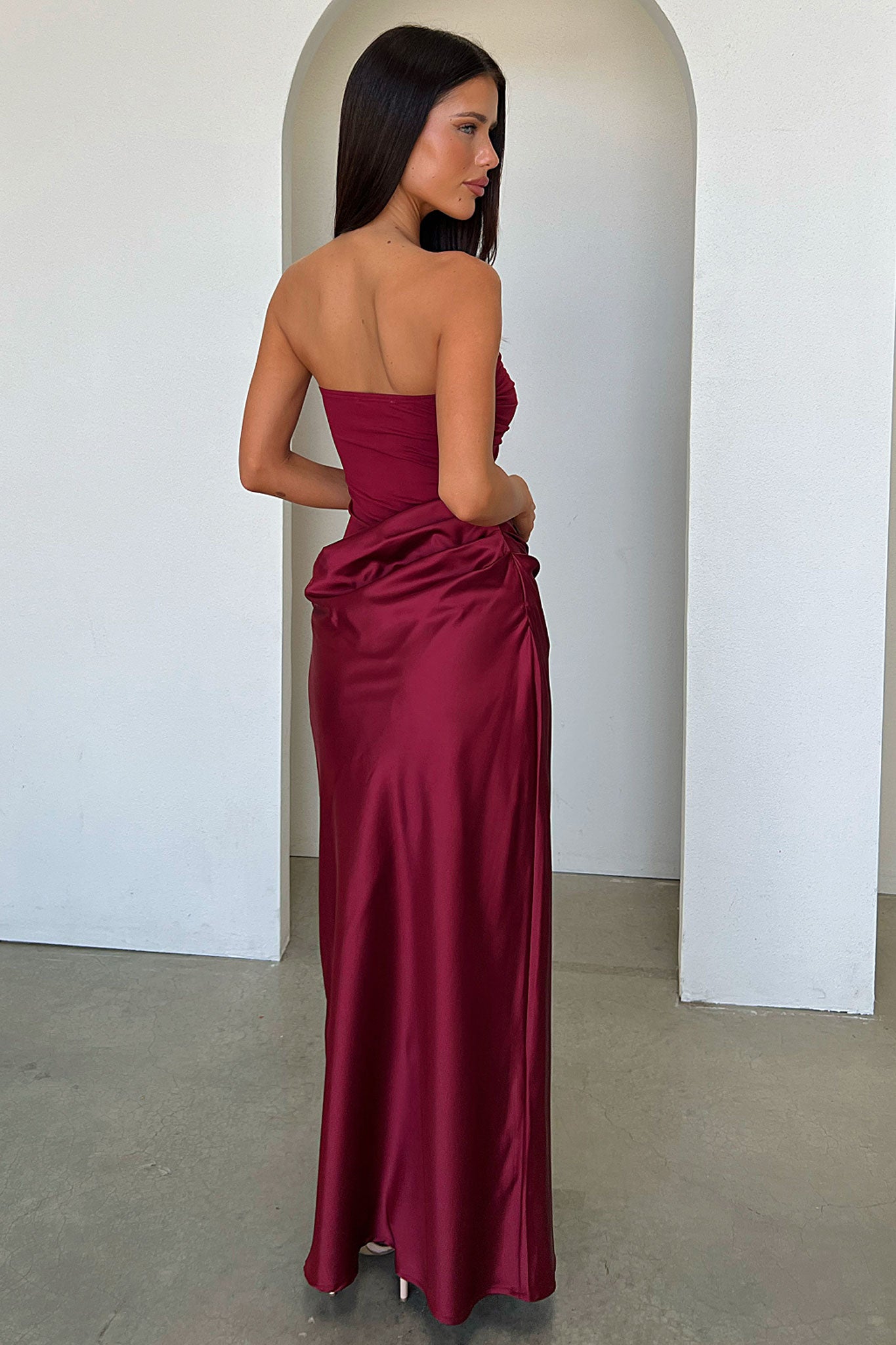 Amery Strapless Maxi Dress - Burgundy