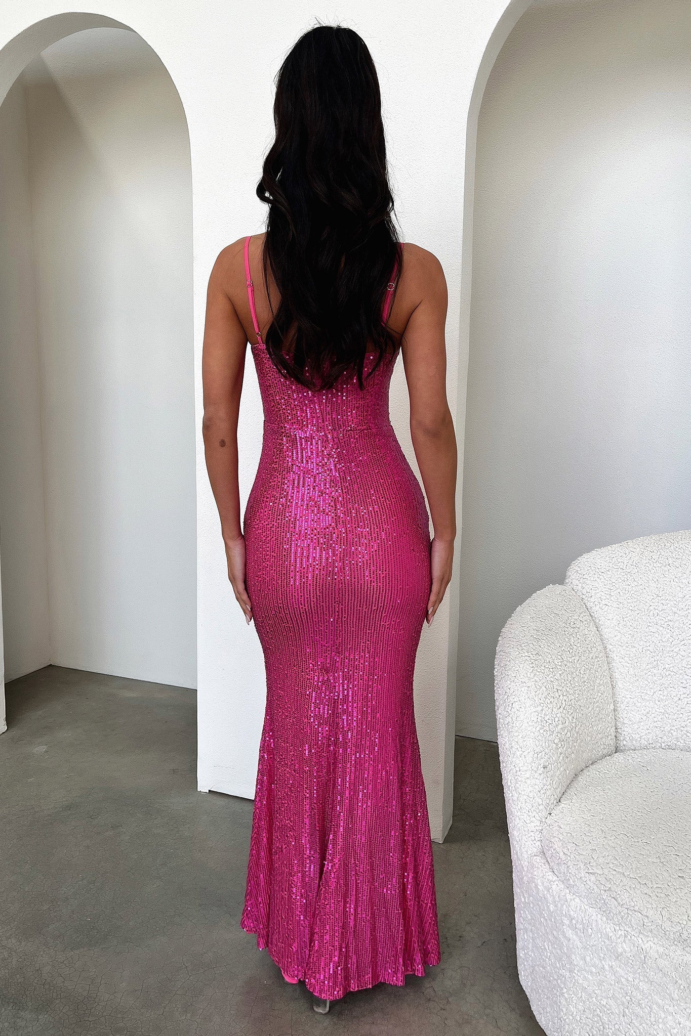 Bonnie Sequin Maxi Dress - Hot Pink