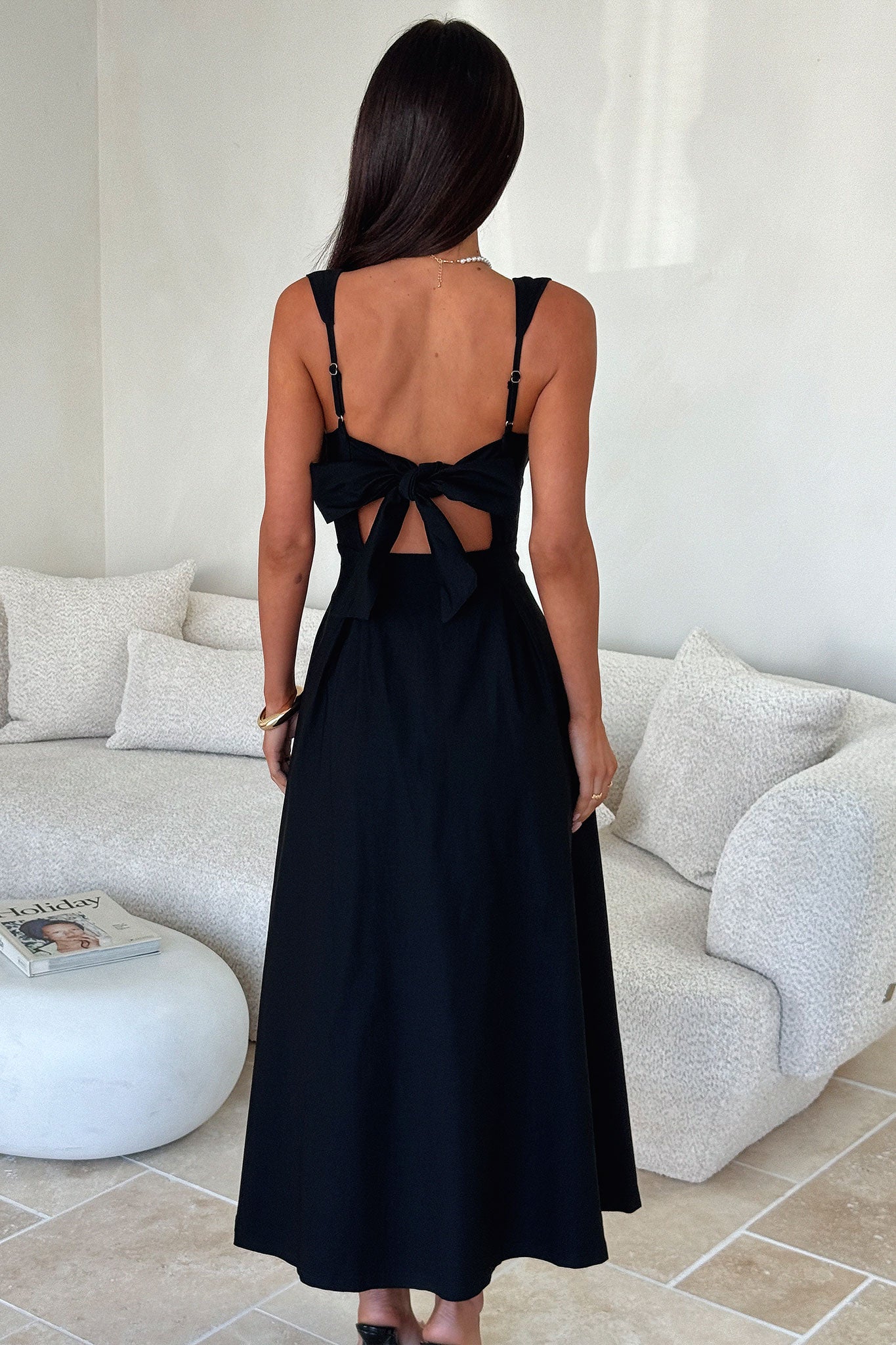 Chantelle Square Neck Midi Dress - Black