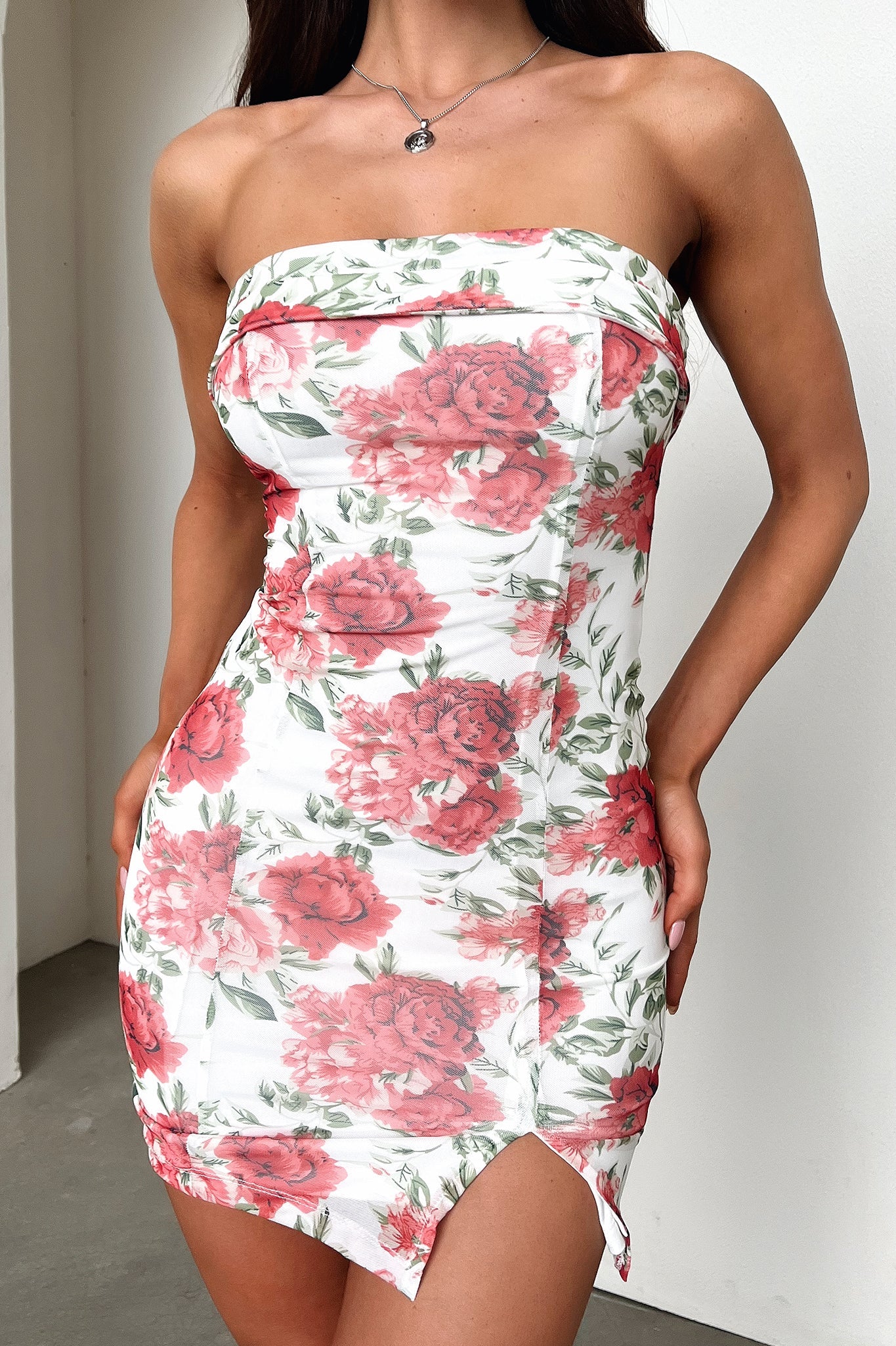 Charms Dress Mesh - Large Rose Print