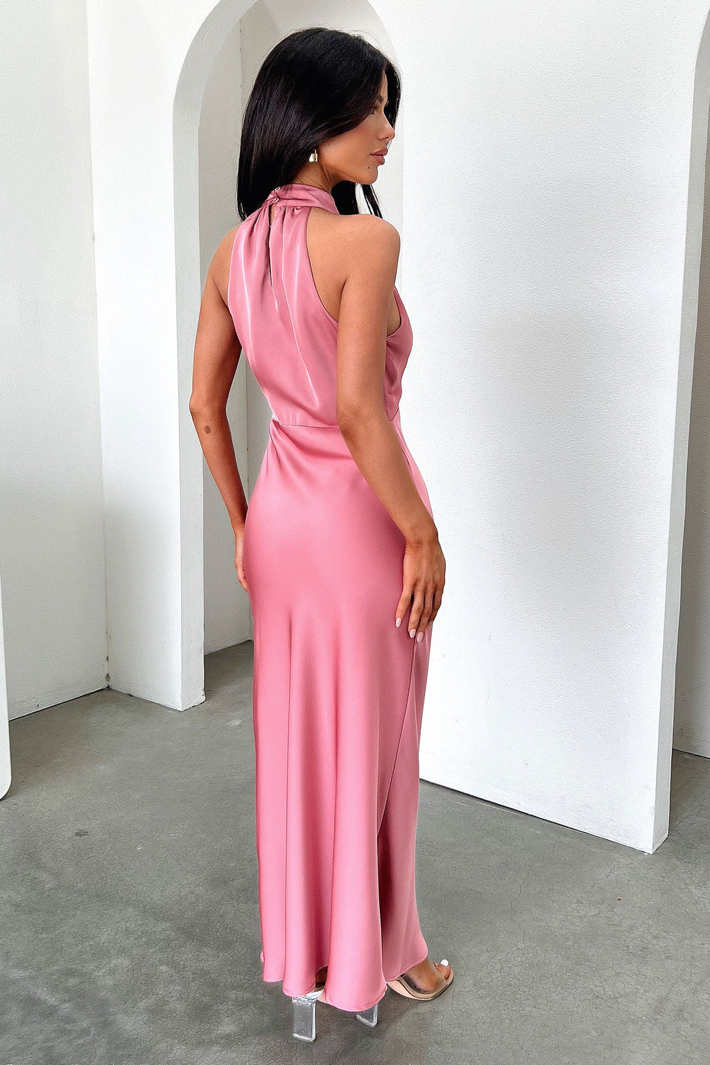 Daphne High Neck Maxi Dress - Rose