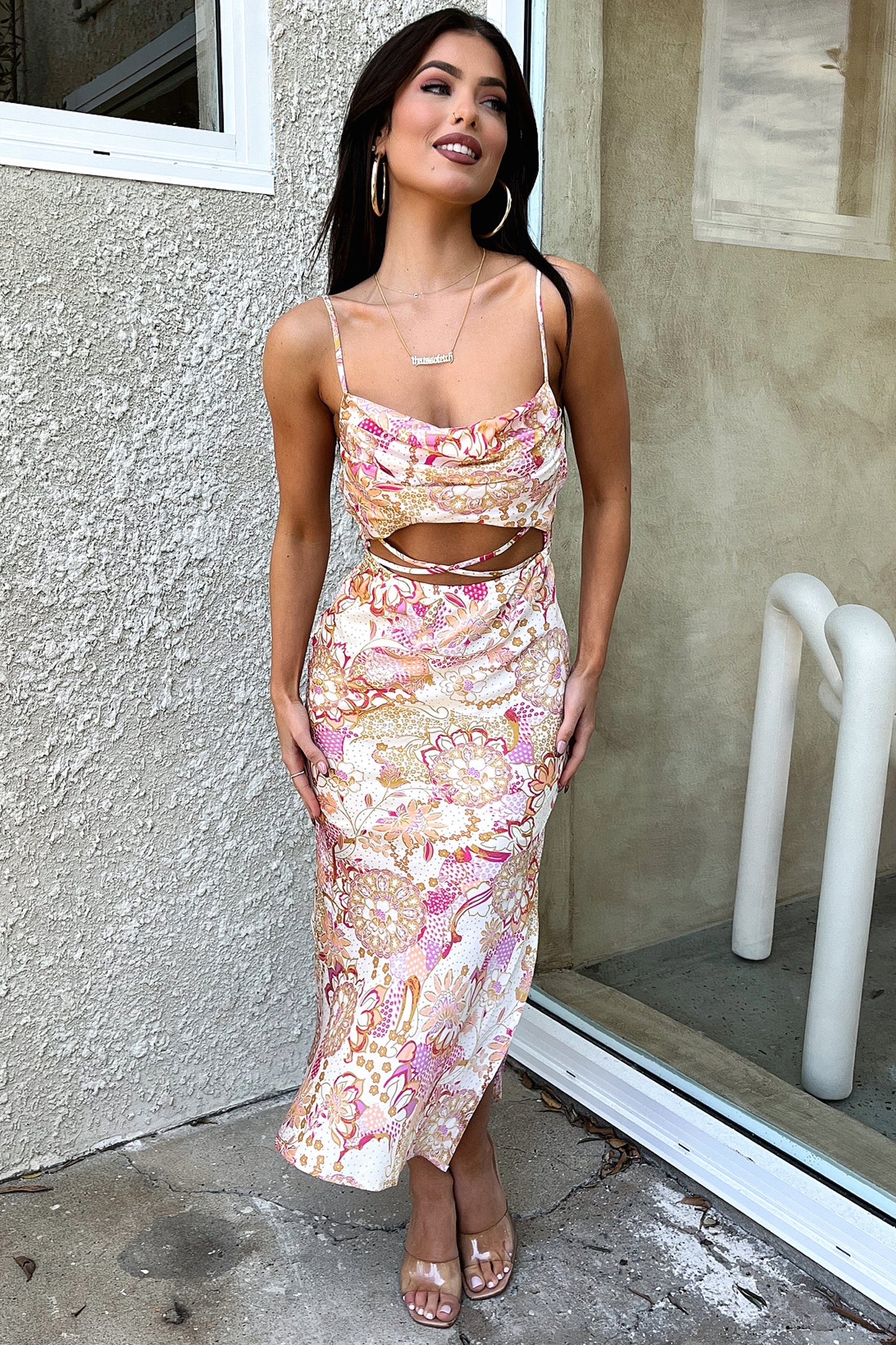 Florence Midi Dress - Pink Floral