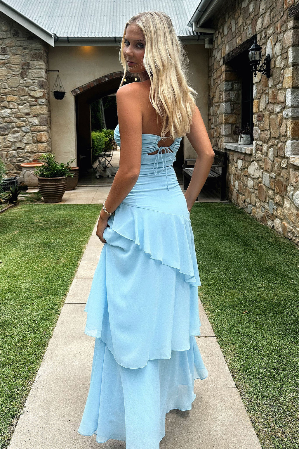 Gretta Strapless Maxi Dress - Blue