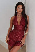 Harper Sequin Mini Dress - Burgundy