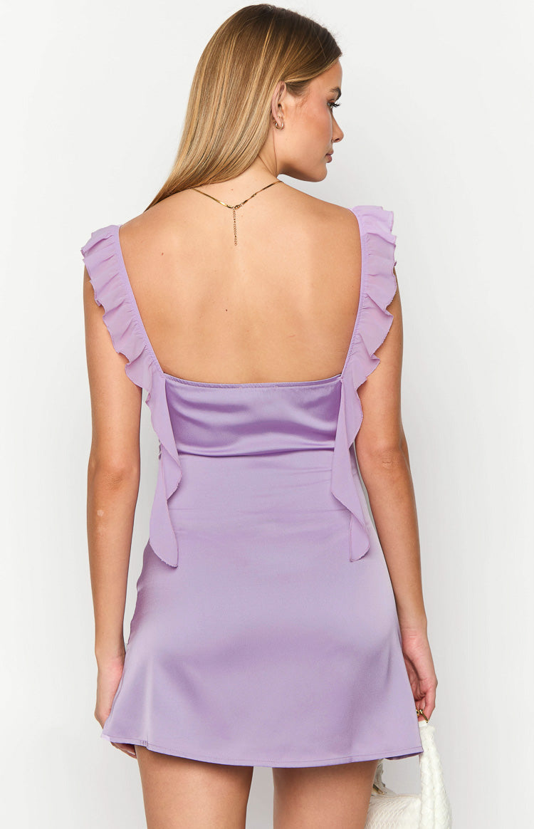Elegeleges Lilac Satin Mini Dress