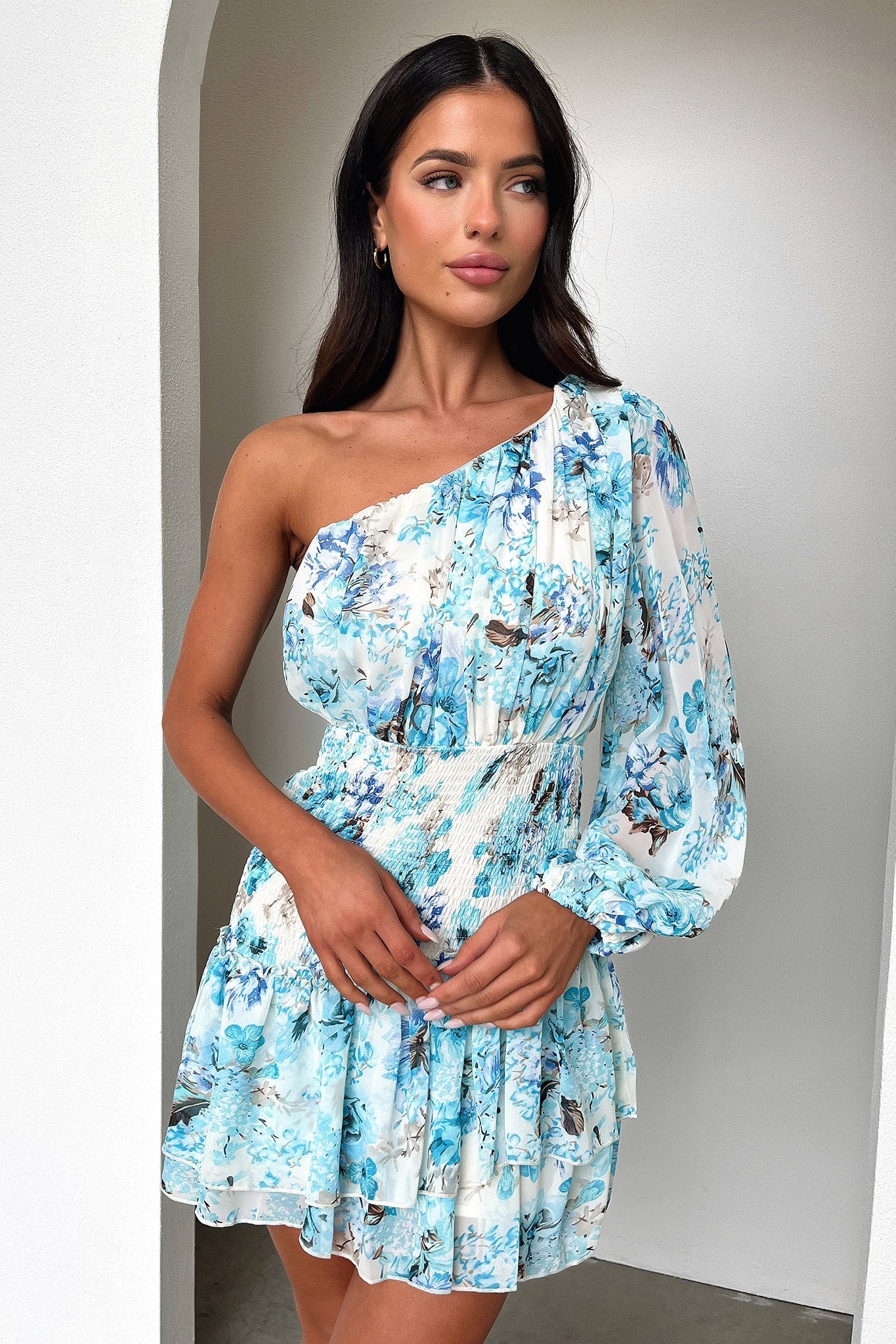 Katina Mini Dress - Dark Blue Floral