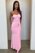 Monique Strapless Wrap Maxi Dress - Pink