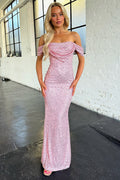 Nara Off Shoulder Sequin Maxi Dress - Pink