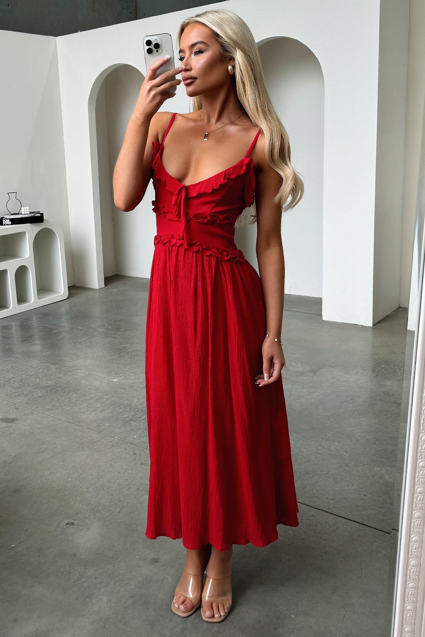 Nicola Midi Dress - Red