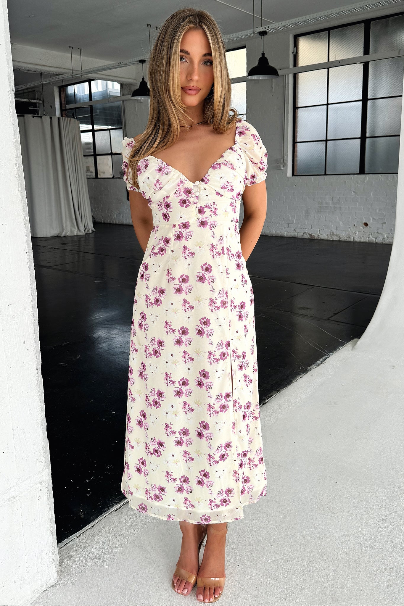 Solem Midi Dress - Yellow Floral