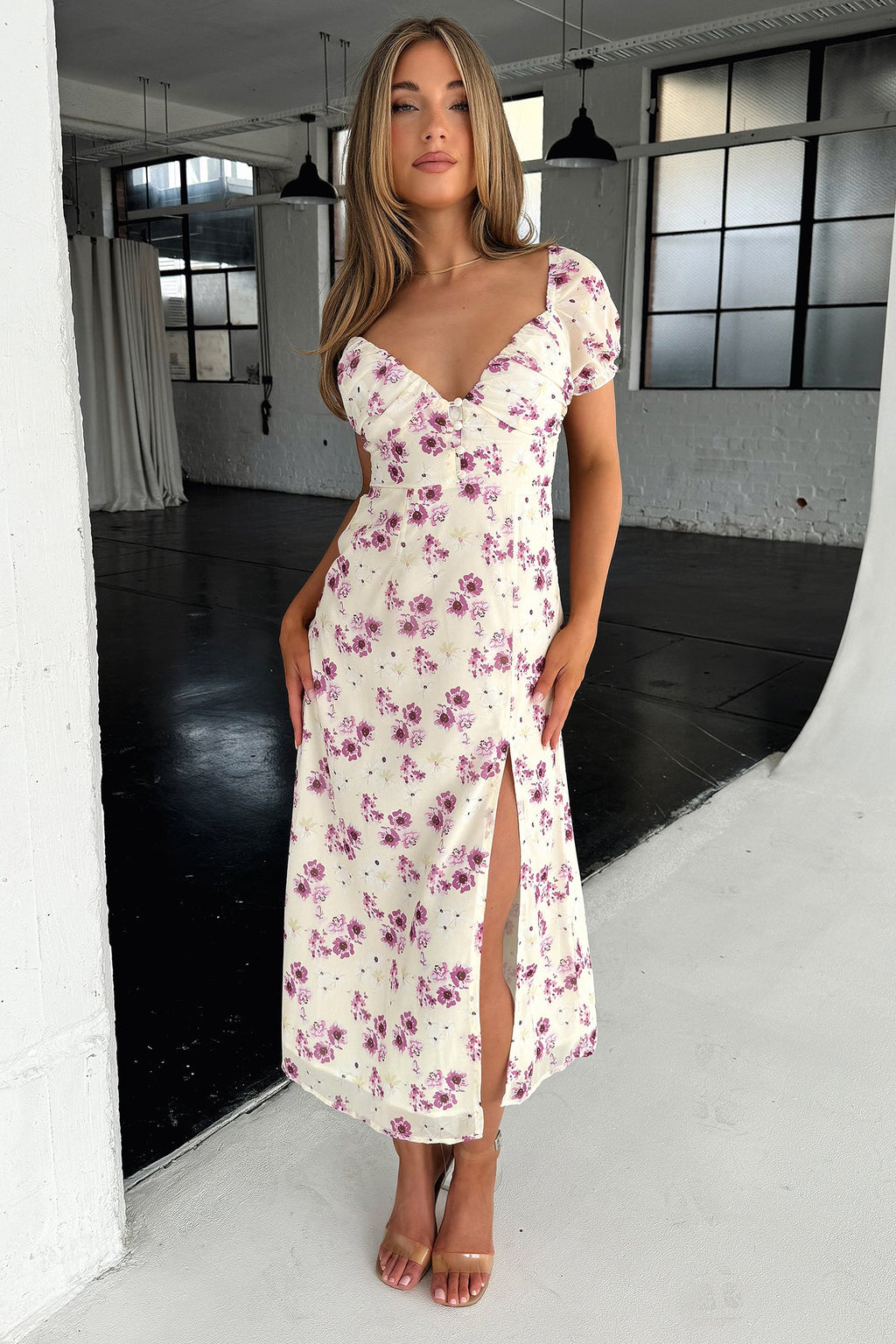 Solem Midi Dress - Yellow Floral