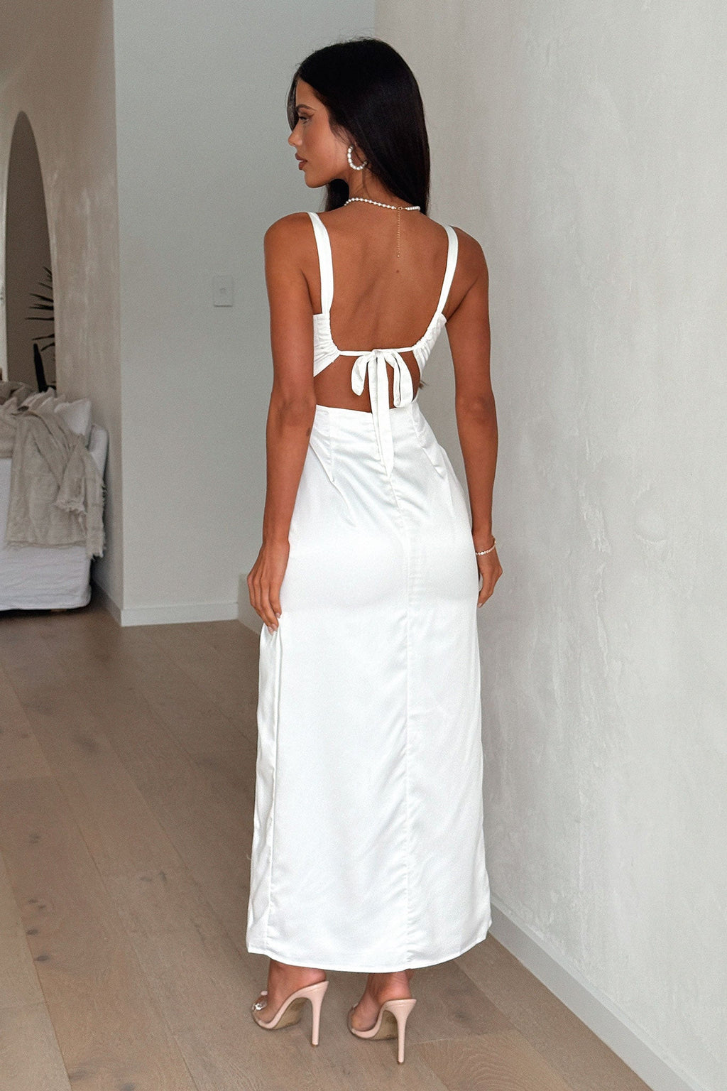 Sorrento Satin Maxi Dress - White