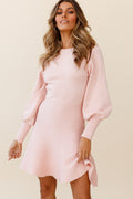Montmarte Lantern Sleeve Fluted Hem Dress Blush by Selfie Leslie