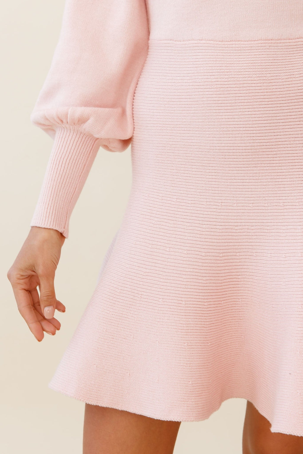 Montmarte Lantern Sleeve Fluted Hem Dress Blush by Selfie Leslie