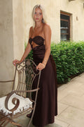 Thora Strapless Satin Maxi Dress - Brown