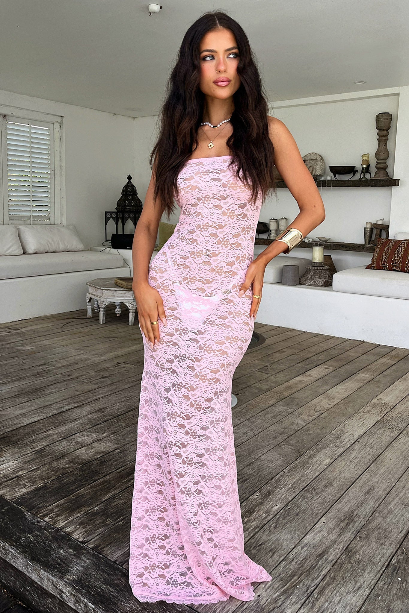Veradi Maxi Dress - Baby Pink